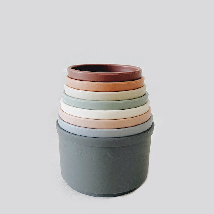 8 pieces of stacking cups for your little one. perfect  from 6 months old. beautiful muted colours. stackable