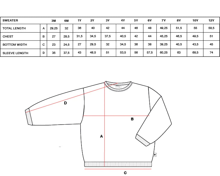 Load image into Gallery viewer, Size chart for maed fo mini sweaters. 
