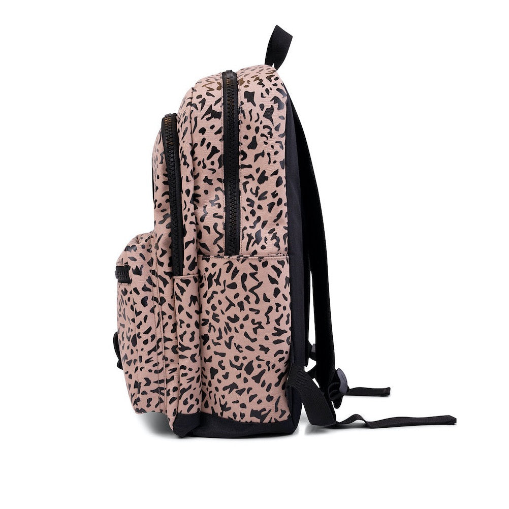 Load image into Gallery viewer, This picture shows a kids backpack in dessert shark print. Made from recycled plastic. Adjustable comfort straps. Front pocket with zip.
