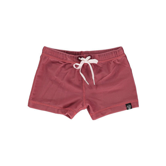 This picture shows a ruby red, UPF50+ swim short