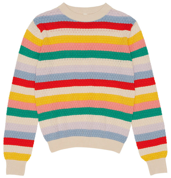 Load image into Gallery viewer, This picture shows the best selling knitted rainbow jumper for kids. 
