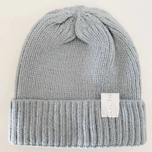 Cosy and warm soft knit kids beanie in a gorgeous sky Blue colour. from 6 months to 6 years