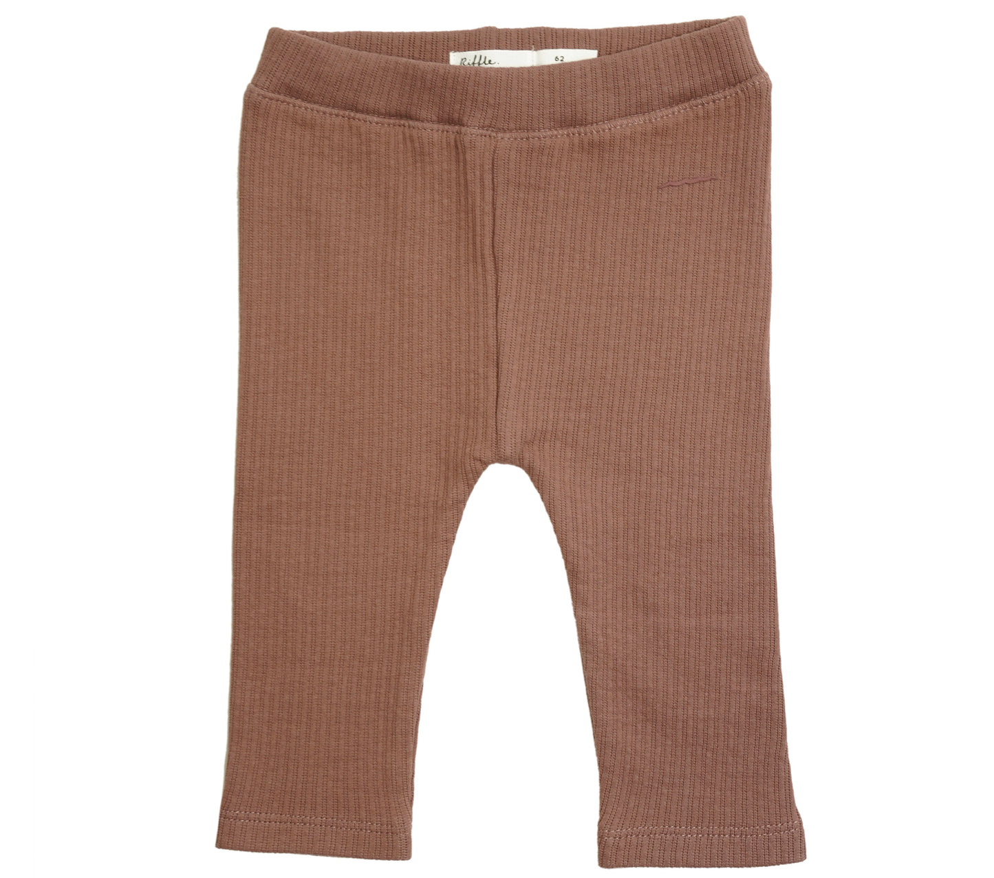 This picture shows the gots organic cotton ribbed leggings in the colour nuts