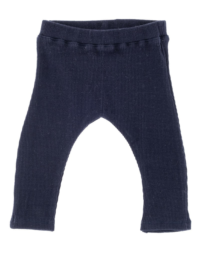 GOTS Organic Cotton Waffle Leggings in dark blue, available from newborn till 2 years plus