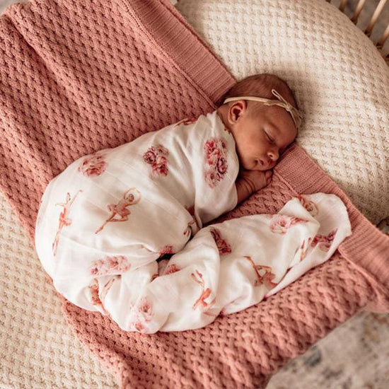 Organic Muslin wrap - Baby Swaddle - Ballerina
