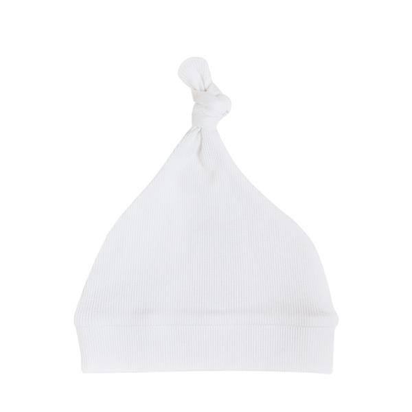 Load image into Gallery viewer, GOTS organic topknot hat/beanie for your baby to keep them comfy and snug. Retie the not to make bigger or smaller. Off white colour milk

