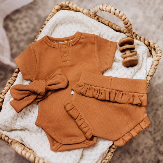 High Waisted Bloomers with Frill - Chestnut